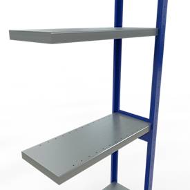 Schulte Lagertechnik MULTIplus 250 boutloos rekkensysteem, boutloze aanbouwstelling, lengte bout, 3000x750x300 mm, 7 legborden, gentiaanblauw/verzinkt