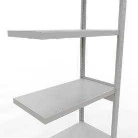 Schulte Lagertechnik MULTIplus 250 rekkensysteem zonder grendels, lengte grendel, 2500x750x400 mm, 6 legborden, lichtgrijs