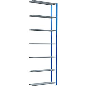 Schulte Lagertechnik MultiPlus250 rekkensysteem zonder schroeven, aanbouwrek, 7 legborden, dwarsverbindingen, B 1000 x D 300 x H 3000 mm, gentiaanblauw RAL 5010
