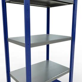 Schulte Lagertechnik MULTIplus 250 boutloos rekkensysteem, basisrek, lengte bout, 2000x750x500 mm, 5 legborden, gentiaanblauw/verzinkt