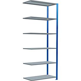 Schulte Lagertechnik Schroefloos rekkensysteem MultiPlus250, 6 legborden, dwarsverbindingen, B 1000 x D 500 x H 2500 mm, gentiaanblauw RAL 5010