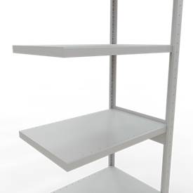 Schulte Lagertechnik MULTIplus 250 boutloos rekkensysteem, boutloze aanbouwstelling, lengte bout, 2500x750x500 mm, 6 legborden, lichtgrijs