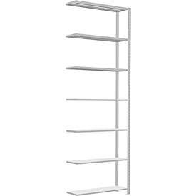 Schulte Lagertechnik MultiPlus250 rekkensysteem zonder schroeven, aanbouwrek, 7 legborden, dwarsverbindingen, B 1000 x D 300 x H 3000 mm, lichtgrijs RAL 7035