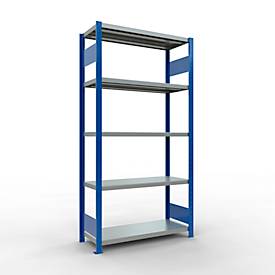 Schulte Lagertechnik MULTIplus 250 boutloos rekkensysteem, basisrek, lengte bout, 2000x1000x400 mm, 5 legborden, gentiaanblauw/verzinkt