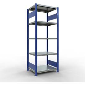 Schulte Lagertechnik MULTIplus 250 boutloos rekkensysteem, basisrek, lengte bout, 2000x750x600 mm, 5 legborden, gentiaanblauw/verzinkt
