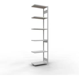 Schulte Lagertechnik MULTIplus 250 boutloos rekkensysteem, boutloze aanbouwstelling, lengte bout, 3000x750x400 mm, 7 legborden, lichtgrijs