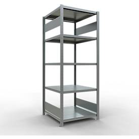 Schulte Lagertechnik MULTIplus 250 boutloos rekkensysteem, basisrek, lengte bout, 2000x750x800 mm, 5 legborden, gegalvaniseerd
