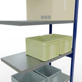 Schulte Lagertechnik MULTIplus 250 boutloos rekkensysteem, boutloze aanbouwstelling, lengte bout, 2500x1000x500 mm, 6 legborden, gentiaanblauw/verzinkt