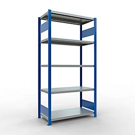 Schulte Lagertechnik MULTIplus 250 boutloos rekkensysteem, basisrek, lengte bout, 2000x1000x500 mm, 5 legborden, gentiaanblauw/verzinkt