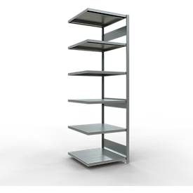 Schulte Lagertechnik MULTIplus 250 rekkensysteem zonder scharnieren, lengte bout, 2500x750x800 mm, 6 legborden, gegalvaniseerd