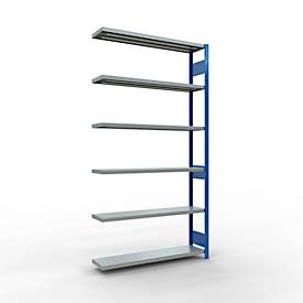 Schulte Lagertechnik MULTIplus 250 rekkensysteem zonder grendel, lengte grendel, 2500x1300x300 mm, 6 legborden, gentiaanblauw/verzinkt