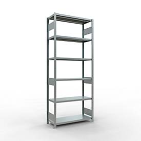 Schulte Lagertechnik MULTIplus 250 boutloos rekkensysteem, basisrek, lengte bout, 2500x1000x400 mm, 6 legborden, gegalvaniseerd