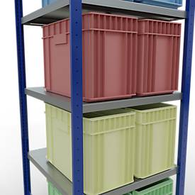 Schulte Lagertechnik MULTIplus 250 boutloos rekkensysteem, basisrek, lengte bout, 2000x750x800 mm, 5 legborden, gentiaanblauw/verzinkt
