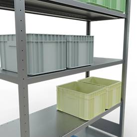 Schulte Lagertechnik MULTIplus 250 boutloos rekkensysteem, basisrek, lengte bout, 2000x1300x500 mm, 5 legborden, gegalvaniseerd