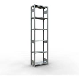 Schulte Lagertechnik MULTIplus 250 boutloos rekkensysteem, basisrek, lengte bout, 3000x750x400 mm, 7 legborden, gegalvaniseerd