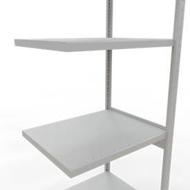 Schulte Lagertechnik MULTIplus 250 boutloos rekkensysteem, boutloze aanbouwstelling, lengte bout, 3000x750x600 mm, 7 legborden, lichtgrijs