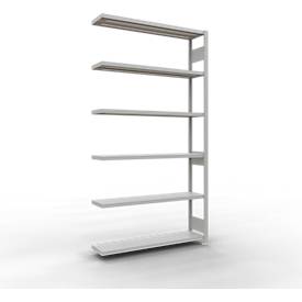 Schulte Lagertechnik MULTIplus 250 boutloos rekkensysteem, boutloze aanbouwstelling, lengte bout, 2500x1300x300 mm, 6 legborden, lichtgrijs