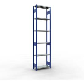 Schulte Lagertechnik MULTIplus 250 boutloos rekkensysteem, basisrek, lengte bout, 3000x750x300 mm, 7 legborden, gentiaanblauw/verzinkt