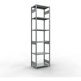 Schulte Lagertechnik MULTIplus 250 boutloos rekkensysteem, basisrek, lengte bout, 3000x750x500 mm, 7 legborden, gegalvaniseerd