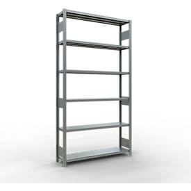 Schulte Lagertechnik MULTIplus 250 boutloos rekkensysteem, basisrek, lengte bout, 2500x1300x300 mm, 6 legborden, gegalvaniseerd