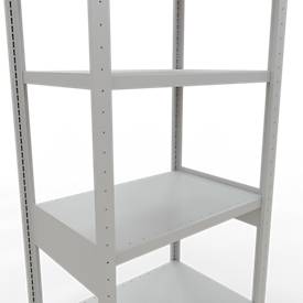 Schulte Lagertechnik MULTIplus 250 legbordstelling, basisrek, lengte grendel, 2500x750x500 mm, 6 legborden, lichtgrijs