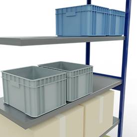 Schulte Lagertechnik boutloos rekkensysteem MULTIplus 250, aanbouwvak, lengte bout, 2500x1300x500 mm, 6 legborden, gentiaanblauw/verzinkt