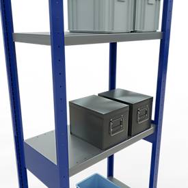 Schulte Lagertechnik MULTIplus 250 boutloos rekkensysteem, basisrek, lengte bout, 3000x750x400 mm, 7 legborden, gentiaanblauw/verzinkt