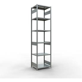 Schulte Lagertechnik MULTIplus 250 boutloos rekkensysteem, basisrek, lengte bout, 3000x750x600 mm, 7 legborden, gegalvaniseerd