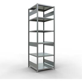 Schulte Lagertechnik MULTIplus 250 boutloos rekkensysteem, basisrek, lengte bout, 2500x750x800 mm, 6 legborden, gegalvaniseerd
