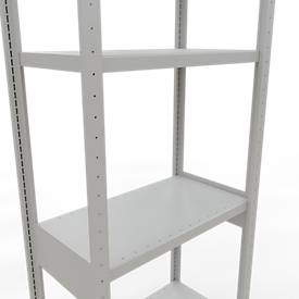Schulte Lagertechnik MULTIplus 250 legbordstelling, basisrek, lengte grendel, 3000x750x400 mm, 7 legborden, lichtgrijs
