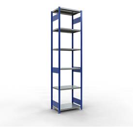 Schulte Lagertechnik MULTIplus 250 boutloos rekkensysteem, basisrek, lengte bout, 3000x750x500 mm, 7 legborden, gentiaanblauw/verzinkt