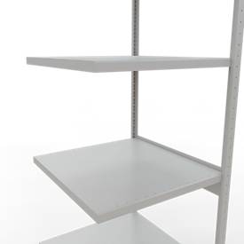 Schulte Lagertechnik MULTIplus 250 boutloos rekkensysteem, boutloze aanbouwstelling, lengte bout, 3000x750x800 mm, 7 legborden, lichtgrijs