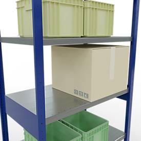 Schulte Lagertechnik MULTIplus 250 boutloos rekkensysteem, basisrek, lengte bout, 2500x1000x600 mm, 6 legborden, gentiaanblauw/verzinkt