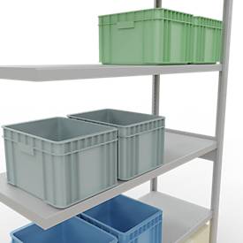 Schulte Lagertechnik MULTIplus 250 boutloos rekkensysteem, boutloze aanbouwstelling, lengte bout, 2500x1300x500 mm, 6 legborden, lichtgrijs