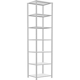 Schulte Lagertechnik MultiPlus250 rekkensysteem zonder schroeven, basisrek, 7 legborden, dwarsverbindingen, B 750 x D 600 x H 3000 mm, lichtgrijs RAL 7035