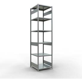 Schulte Lagertechnik MULTIplus 250 boutloos rekkensysteem, basisrek, lengte bout, 3000x750x800 mm, 7 legborden, gegalvaniseerd