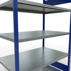 Schulte Lagertechnik MULTIplus 250 boutloos rekkensysteem, basisrek, lengte bout, 2000x1300x800 mm, 5 legborden, gentiaanblauw/verzinkt