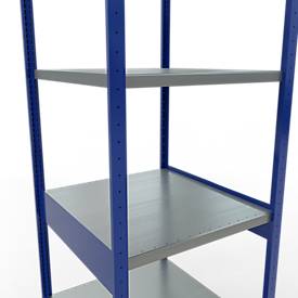 Schulte Lagertechnik boutloos rekkensysteem MULTIplus 250, basisrek, lengte bout, 3000x750x800 mm, 7 legborden, gentiaanblauw/verzinkt