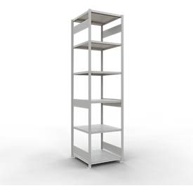 Schulte Lagertechnik MULTIplus 250 boutloos rekkensysteem, basisrek, lengte bout, 3000x750x800 mm, 7 legborden, lichtgrijs