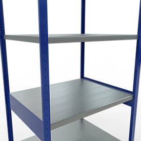 Schulte Lagertechnik MULTIplus 250 boutloos rekkensysteem, basisrek, lengte bout, 3000x1000x800 mm, 7 legborden, gentiaanblauw/verzinkt