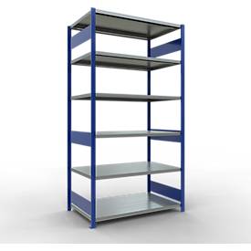 Schulte Lagertechnik MULTIplus 250 boutloos rekkensysteem, basisrek, lengte bout, 2500x1300x800 mm, 6 legborden, gentiaanblauw/verzinkt