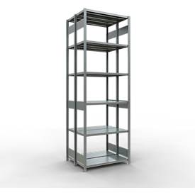 Schulte Lagertechnik  Dubbele basisrekken MULTIPlus250 insteeksysteem - 3000x1000x(2x400) mm, 14 legborden, gegalvaniseerd