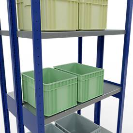 Schulte Lagertechnik  Dubbele basisrekken MULTIPlus250 insteeksysteem - 3000x1000x(2x300) mm, 14 legborden, gegalvaniseerd