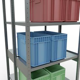 Schulte Lagertechnik  Dubbele basisrekken MULTIPlus250 insteeksysteem - 3000x1000x(2x500) mm, 14 legborden, gegalvaniseerd