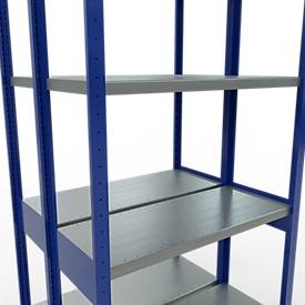 Schulte Lagertechnik  Dubbele basisrekken MULTIPlus250 insteeksysteem - 3000x1000x(2x400) mm, 14 legborden, gegalvaniseerd