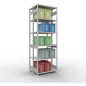 Schulte Lagertechnik  Dubbele basisrekken MULTIPlus250 insteeksysteem - 3000x1000x(2x400) mm, 14 legborden, gegalvaniseerd
