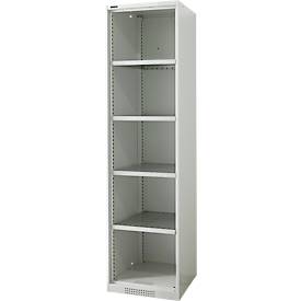 Schäfer Shop Genius stellingkast FS, staal, met ventilatiegaten, B 545 x D 620 x H 1950 mm, 5 OH, lichtgrijs, tot 250 kg