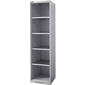 Schäfer Shop Genius stellingkast FS, staal, met ventilatieopeningen, B 545 x D 620 x H 1950 mm, 5 OH, alu wit, tot 250 kg