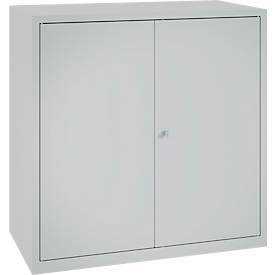 Gereedschapskast, veiligheidsslot, 2 legborden & 1 lade, B 1000 x D 500 x H 1000 mm, plaatstaal, blank aluminium/wit aluminium
