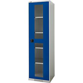Schäfer Shop Genius Schaefer Shop Genius FS vitrinekast, 5 OH, afsluitbaar, 4 legborden, tot 250 kg, B 545 mm, staal, lichtgrijs RAL 7035/genziana blauw RAL 5010